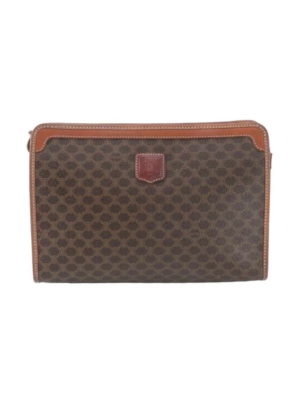 Celine Macadam Leather Clutch Pouch Business Brown